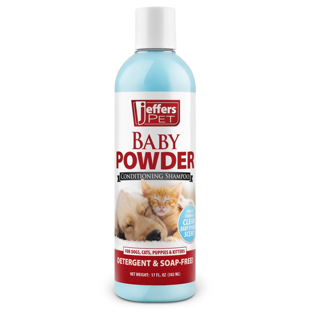 Bottle of Jeffers Baby Powder tearless puppy and kitten shampoo