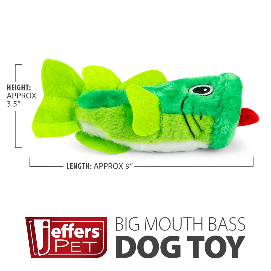 Jeffers Big Mouth Bass Plush Squeaker Dog Toy