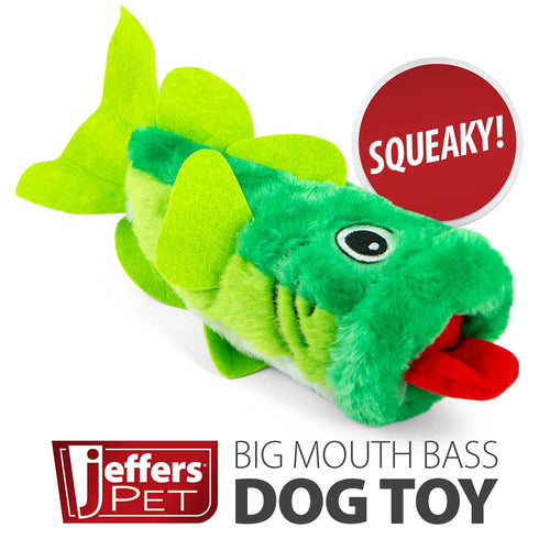 Jeffers Big Mouth Bass Plush Squeaker Dog Toy - FurrowpetstoreToysJeffers