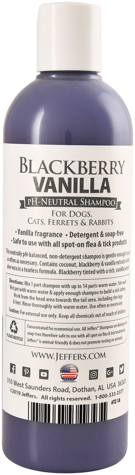 Jeffers Blackberry Vanilla pH-Neutral Pet Shampoo - FurrowpetstoreGrooming & CleanupJeffers