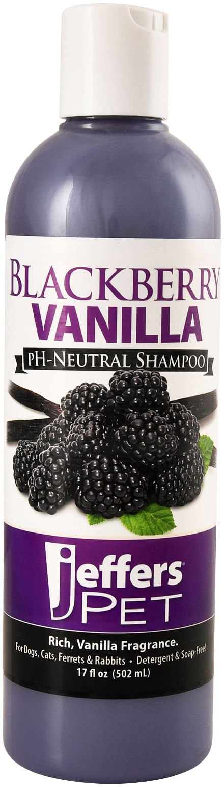 Bottle of Jeffers Blackberry Vanilla pH-neutral pet shampoo