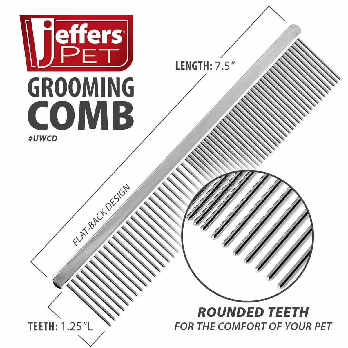 Jeffers Flat Back Steel Pet Grooming Comb - FurrowpetstoreGrooming & CleanupJeffers