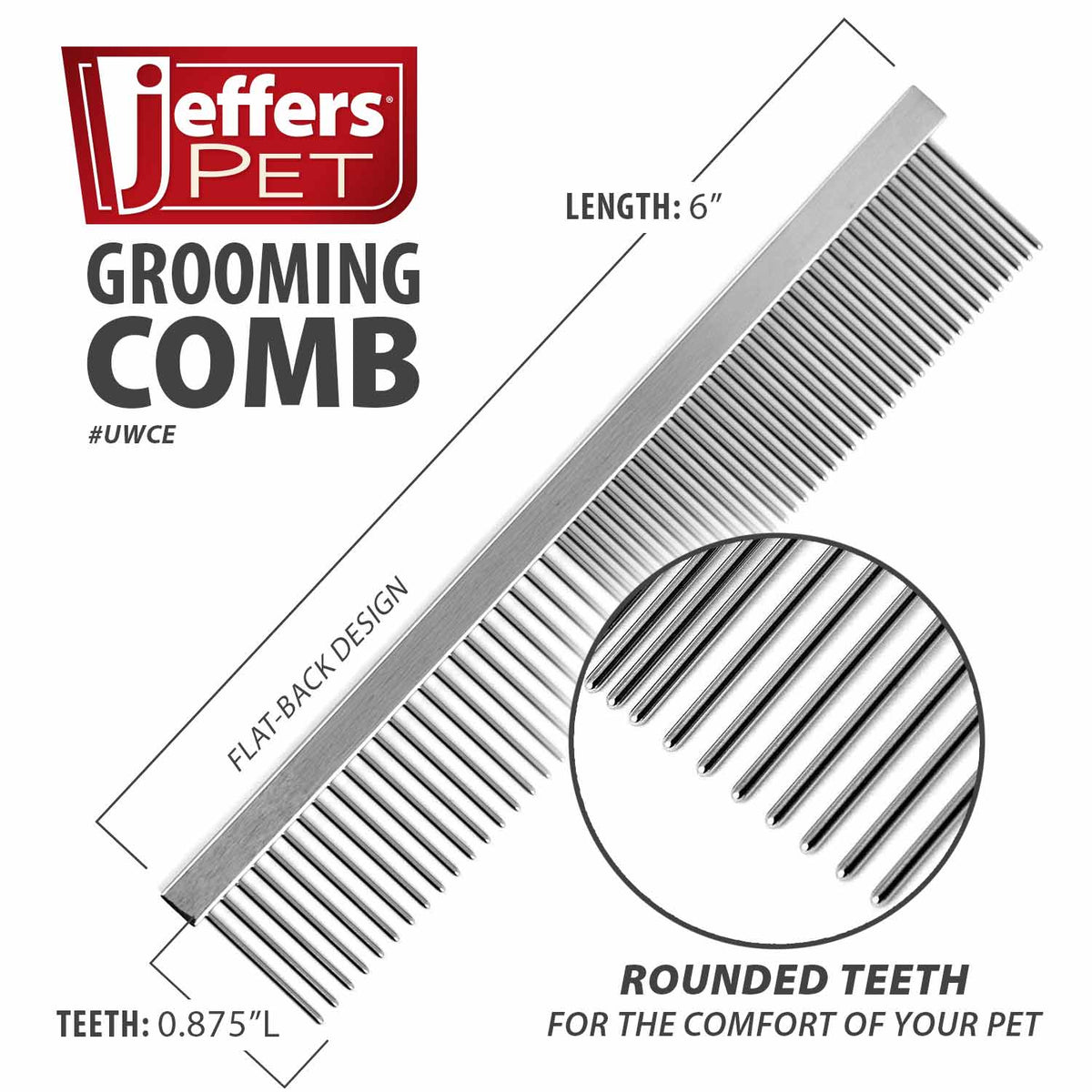 Jeffers Flat Back Steel Pet Grooming Comb - FurrowpetstoreGrooming & CleanupJeffers
