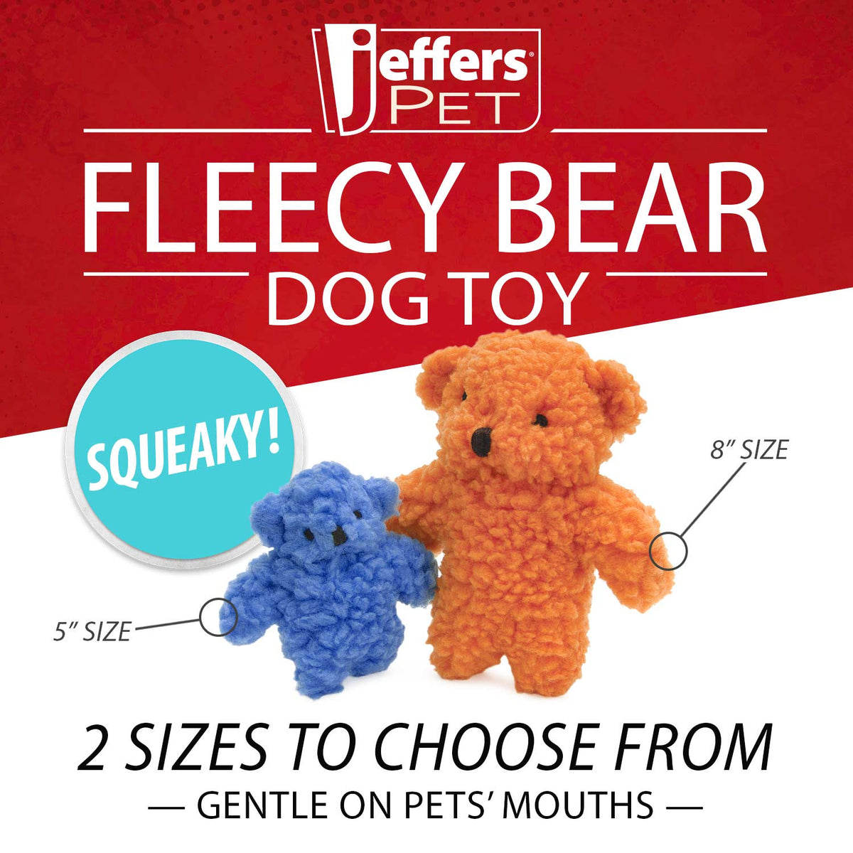 Jeffers Fleecy Bear Plush Squeaker Dog Toy - FurrowpetstoreToysJeffers