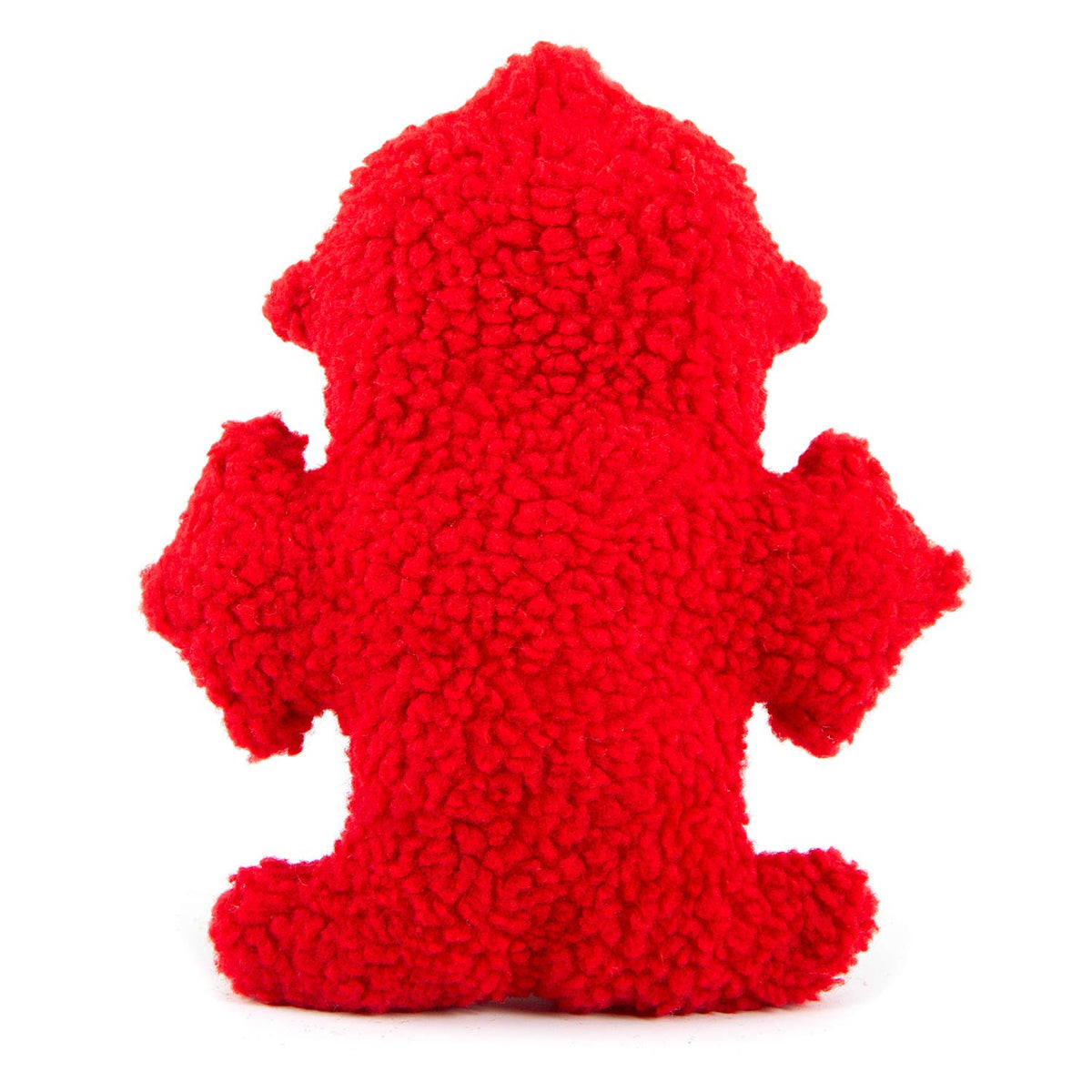 Red fuzzy fire hydrant squeaker dog toy