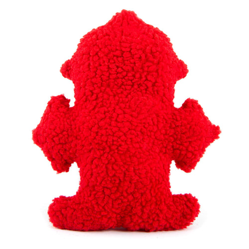 Red fuzzy fire hydrant squeaker dog toy