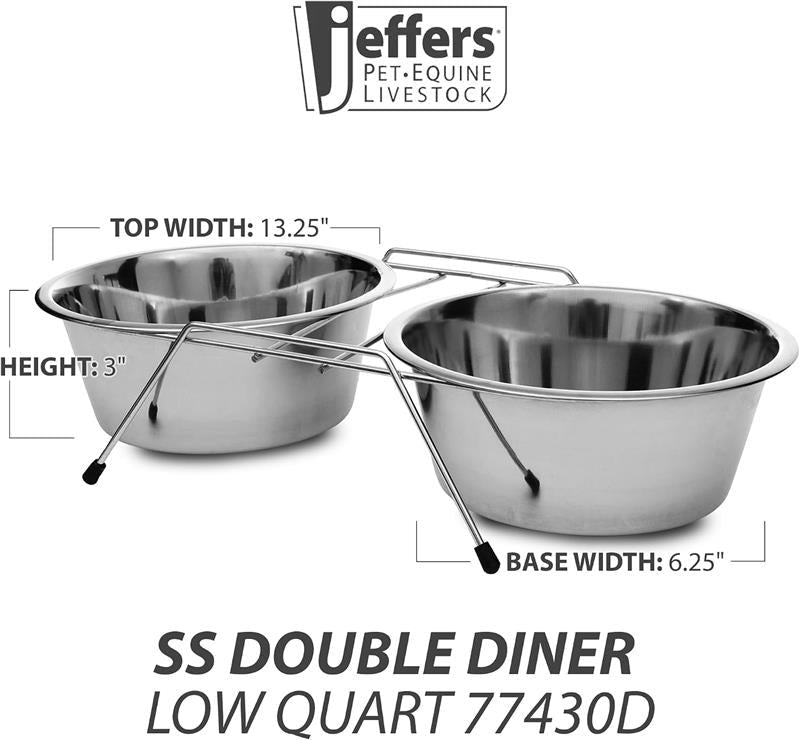 Jeffers Low Profile Stainless Steel Double Diner