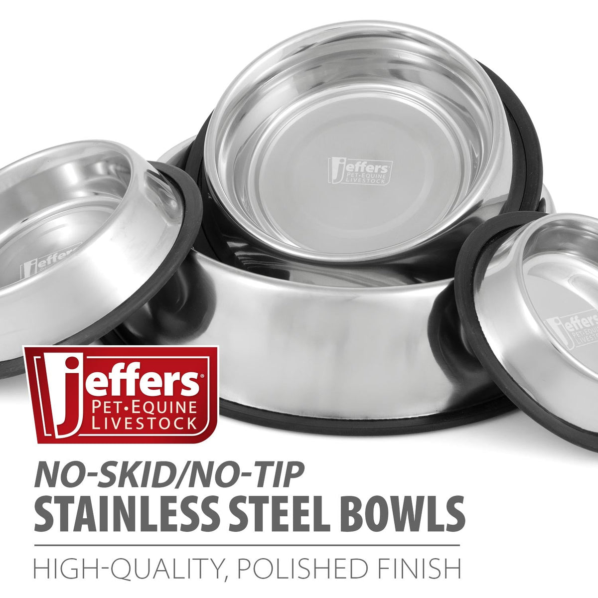 Jeffers No-Skid No-Tip Stainless Steel Pet Bowl - FurrowpetstoreBowls, Feeding & EnrichmentJeffers