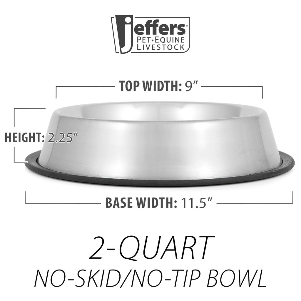 Jeffers No-Skid No-Tip Stainless Steel Pet Bowl