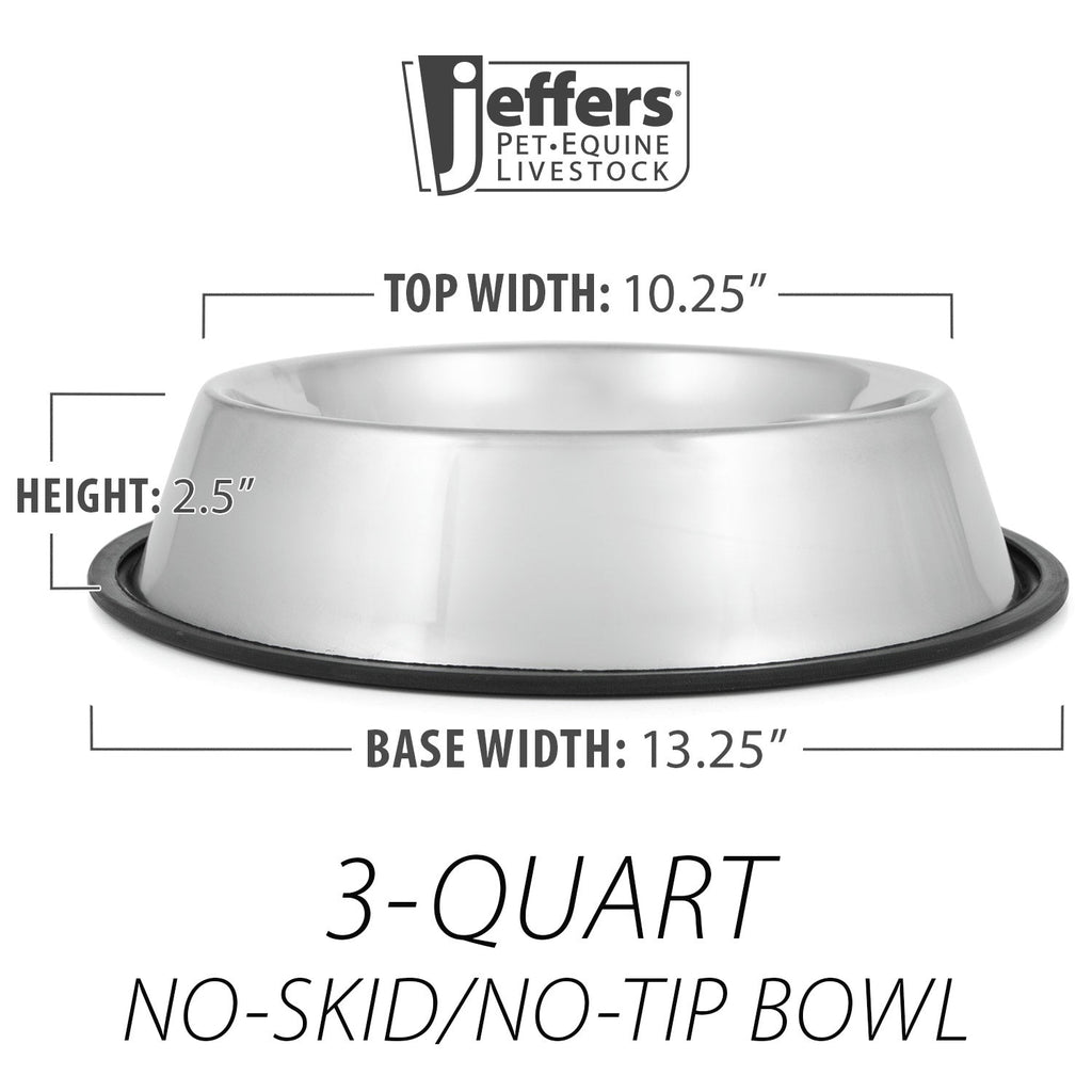 Jeffers No-Skid No-Tip Stainless Steel Pet Bowl