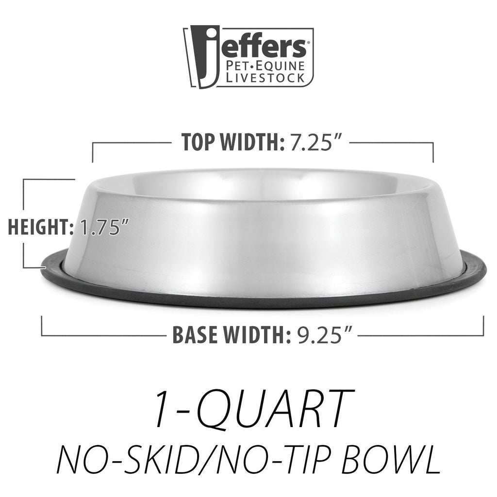 Jeffers No-Skid No-Tip Stainless Steel Pet Bowl
