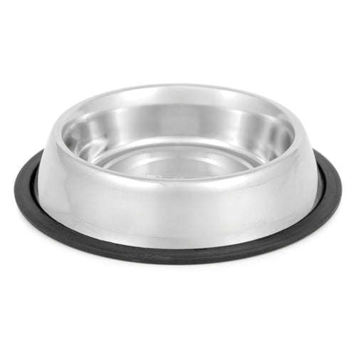 Stainless steel no-skid pet bowl with rubber ring base