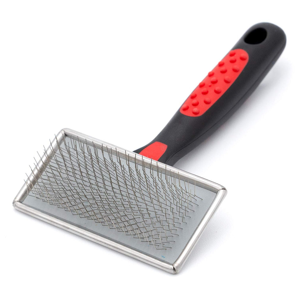 Jeffers soft slicker brush with black and red non-slip handle