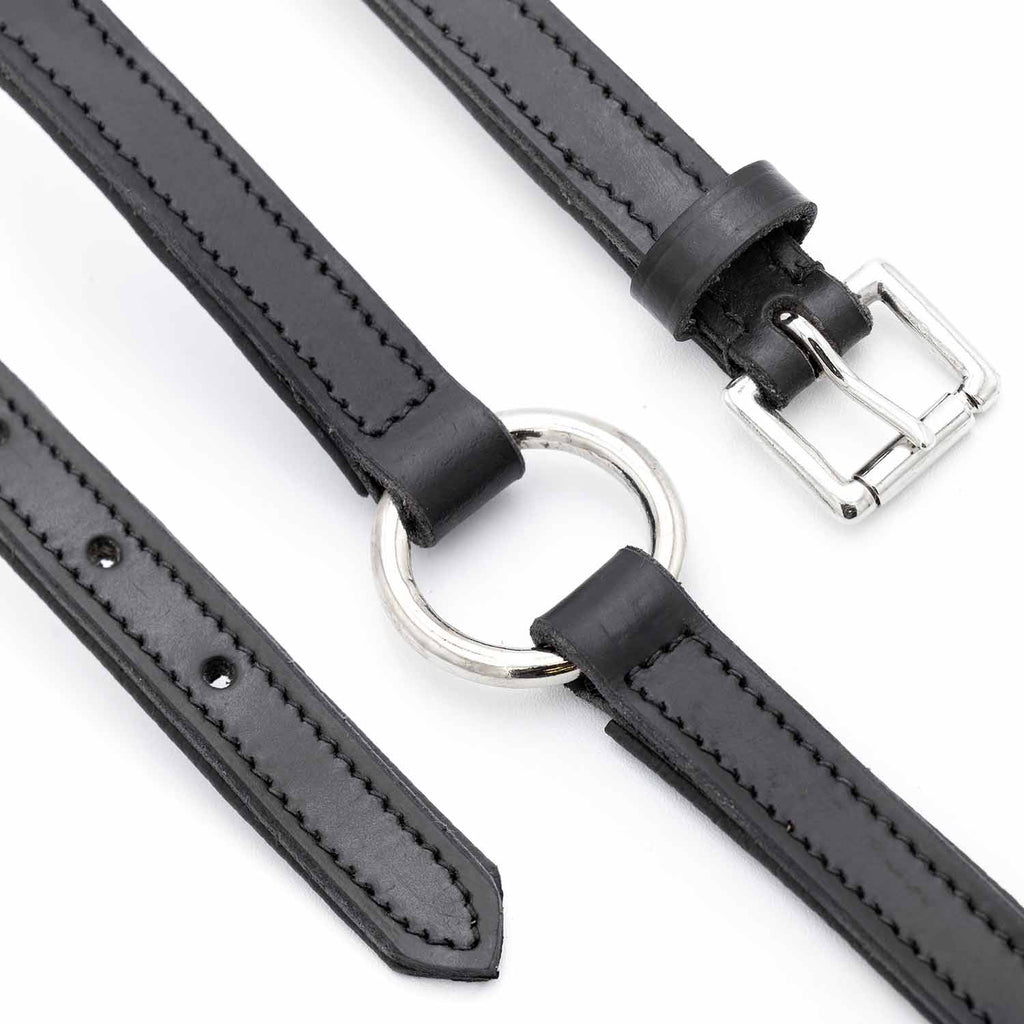 Jeffers Padded Black Leather Dog Collar with O-Ring