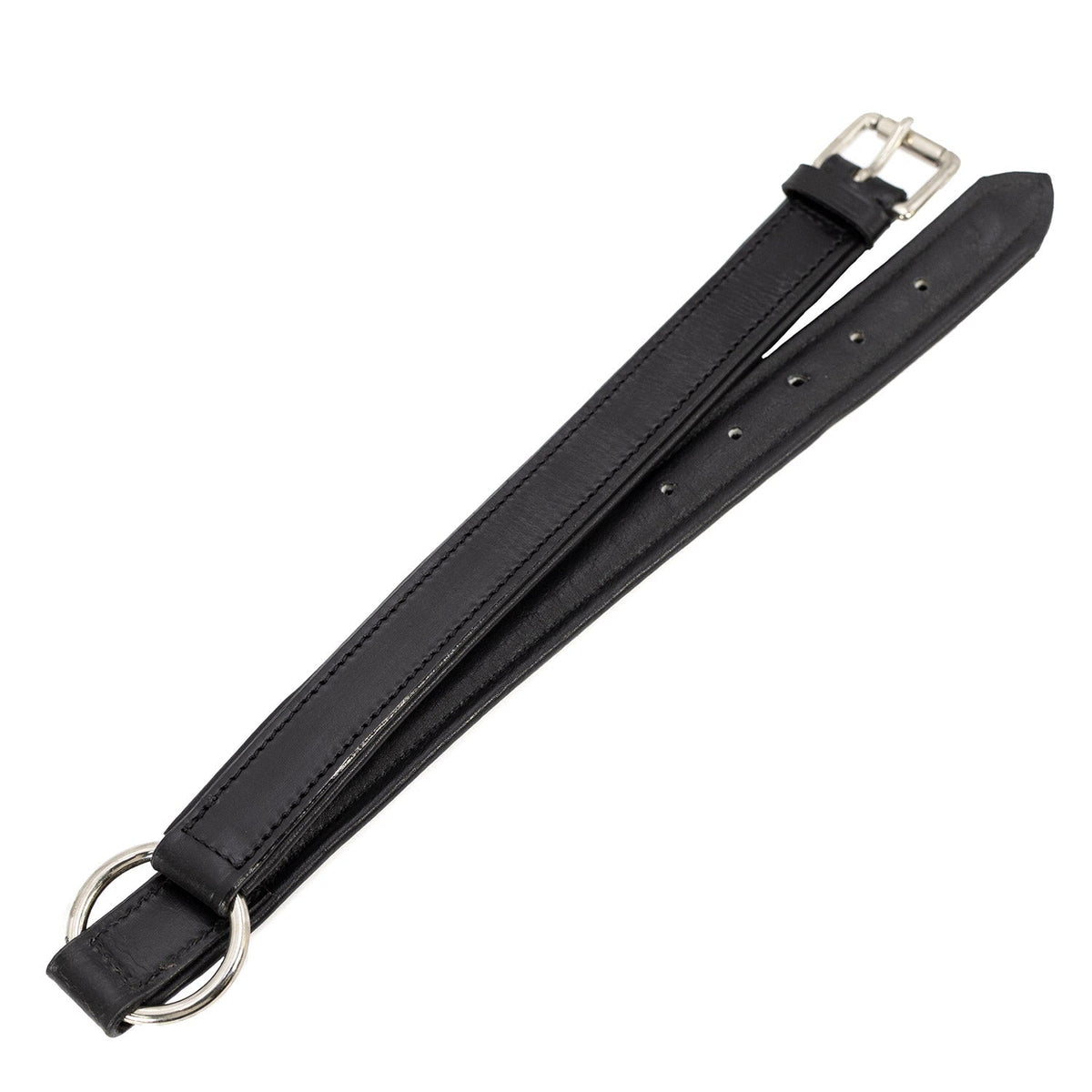 Padded black leather dog collar with O-ring