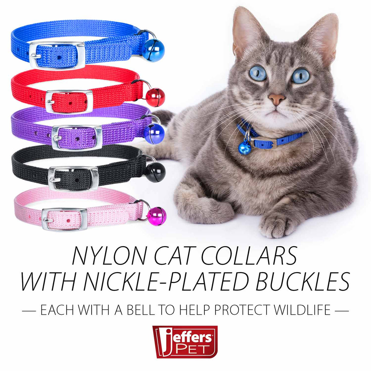 Jeffers Adjustable Nylon Cat Collar with Bell