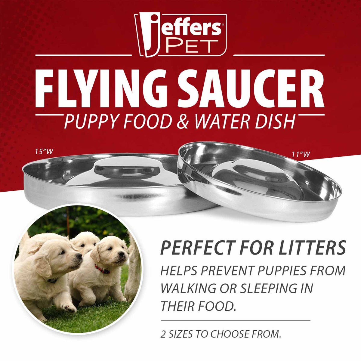 Jeffers Stainless Steel Flying Saucer Puppy Bowl - FurrowpetstoreBowls, Feeding & EnrichmentJeffers