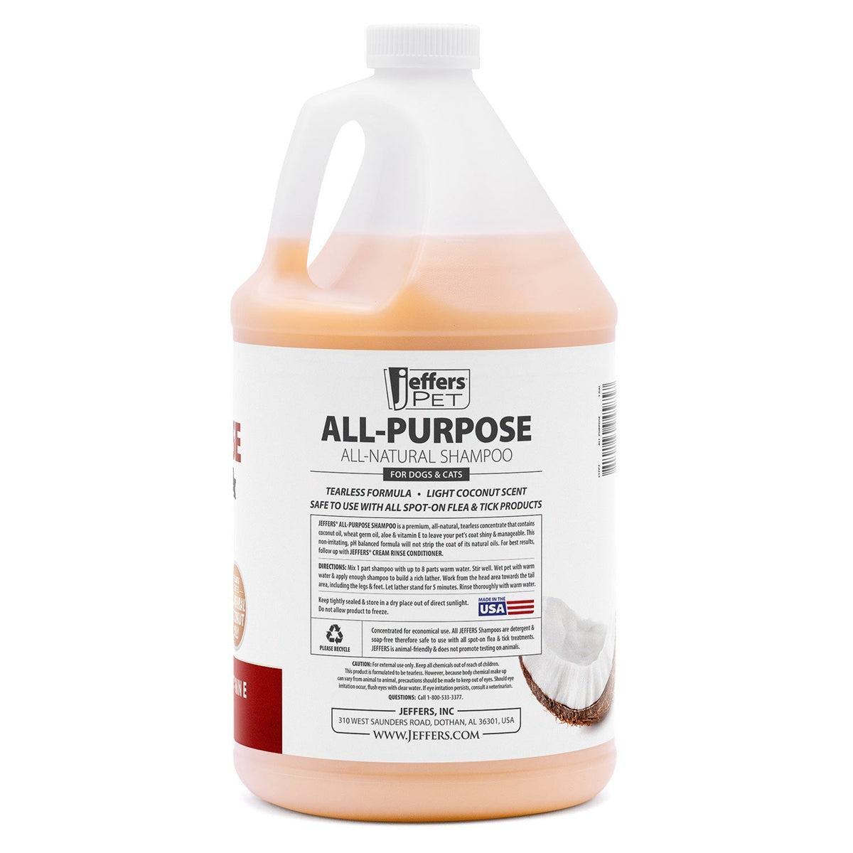 Jeffers Tearless Coconut Oil Shampoo for Dogs & Cats - FurrowpetstoreGrooming & CleanupJeffers