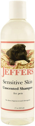 Bottle of Jeffers unscented sensitive skin pet shampoo