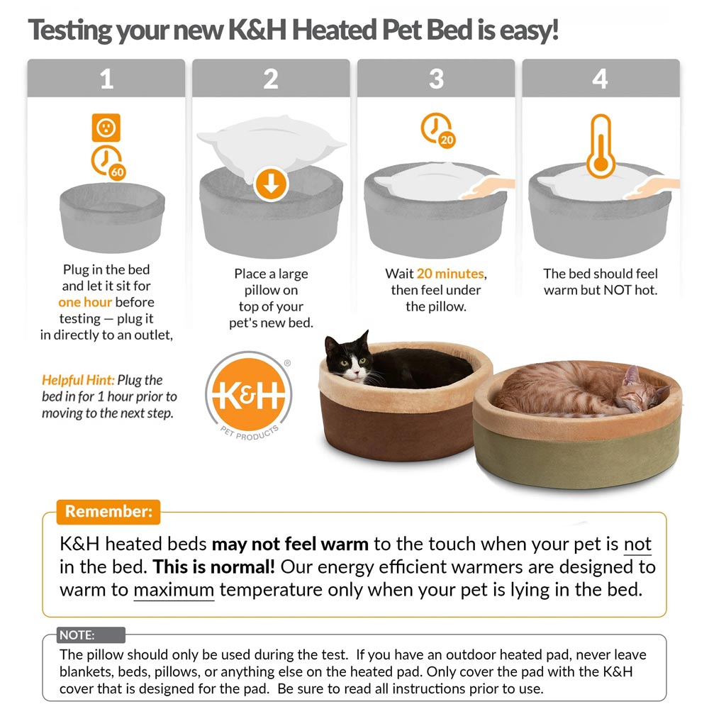 K&H Pet Products Thermo-Kitty Bed Indoor Heated Cat Bed – Safe, Energy Efficient & Washable - FurrowpetstoreBeds & FurnitureJeffers