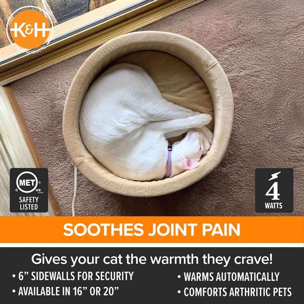K&H Pet Products Thermo-Kitty Bed Indoor Heated Cat Bed – Safe, Energy Efficient & Washable - FurrowpetstoreBeds & FurnitureJeffers