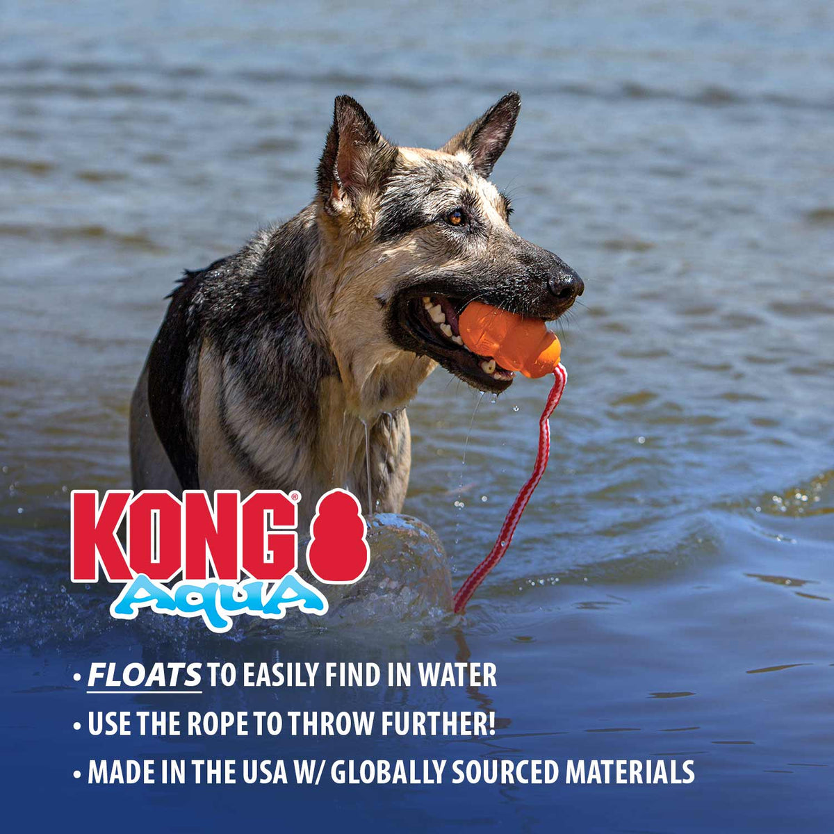 KONG Aqua Floating Water Dog Toy with Rope - FurrowpetstoreToysJeffers