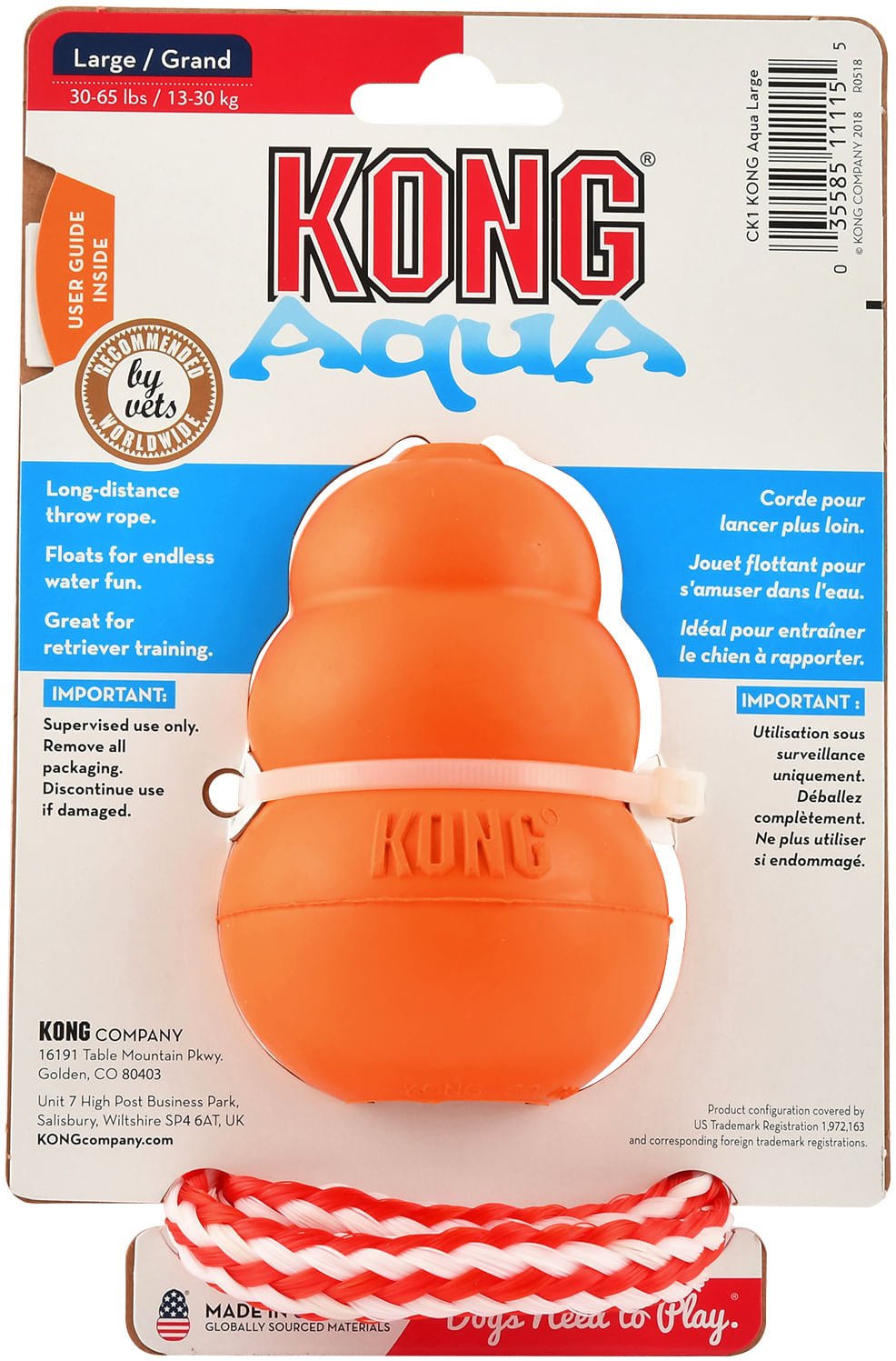 KONG Aqua Floating Water Dog Toy with Rope