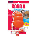 Orange KONG Aqua floating dog toy with 18-inch rope