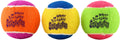 Three colorful KONG SqueakAir birthday squeaker balls
