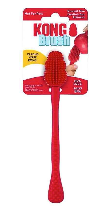 Red KONG Brush cleaning tool with long handle and bristled tip