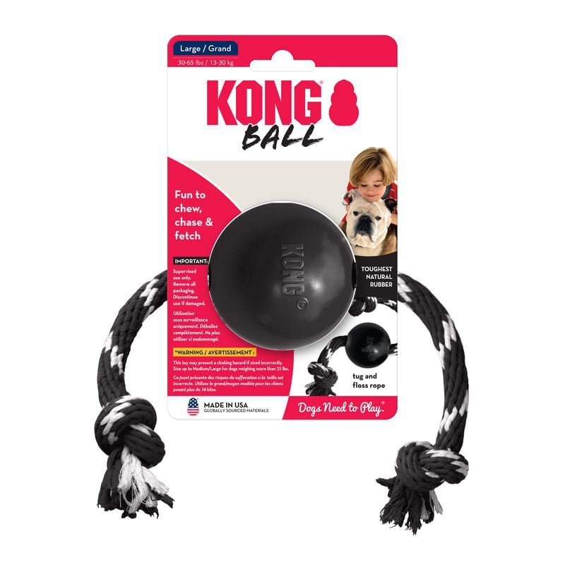 Black KONG Extreme ball with cotton rope