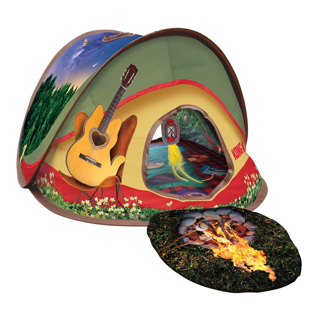 KONG Play Spaces glamping tent cat hideout with dangling toy