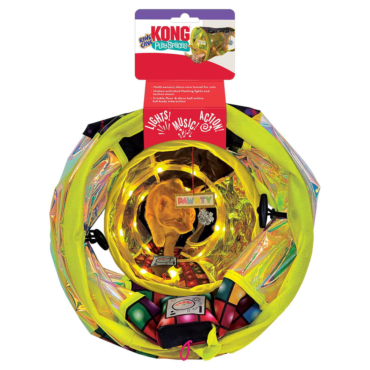 KONG Play Spaces Rave Cave Cat Tunnel - FurrowpetstoreToysJeffers