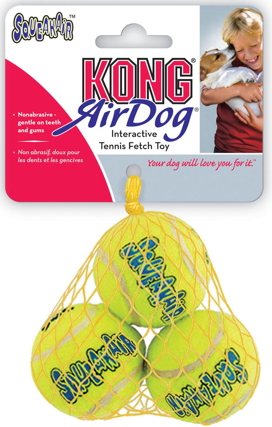 KONG SqueakAir yellow squeaker tennis balls for dogs