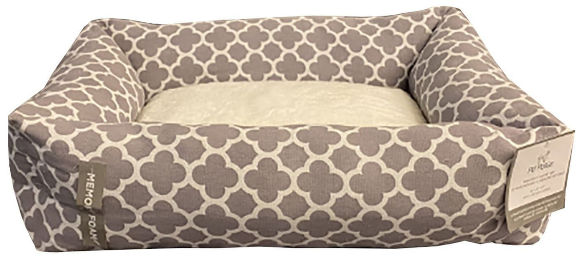 Memory foam rectangle pet bed with Sherpa lining