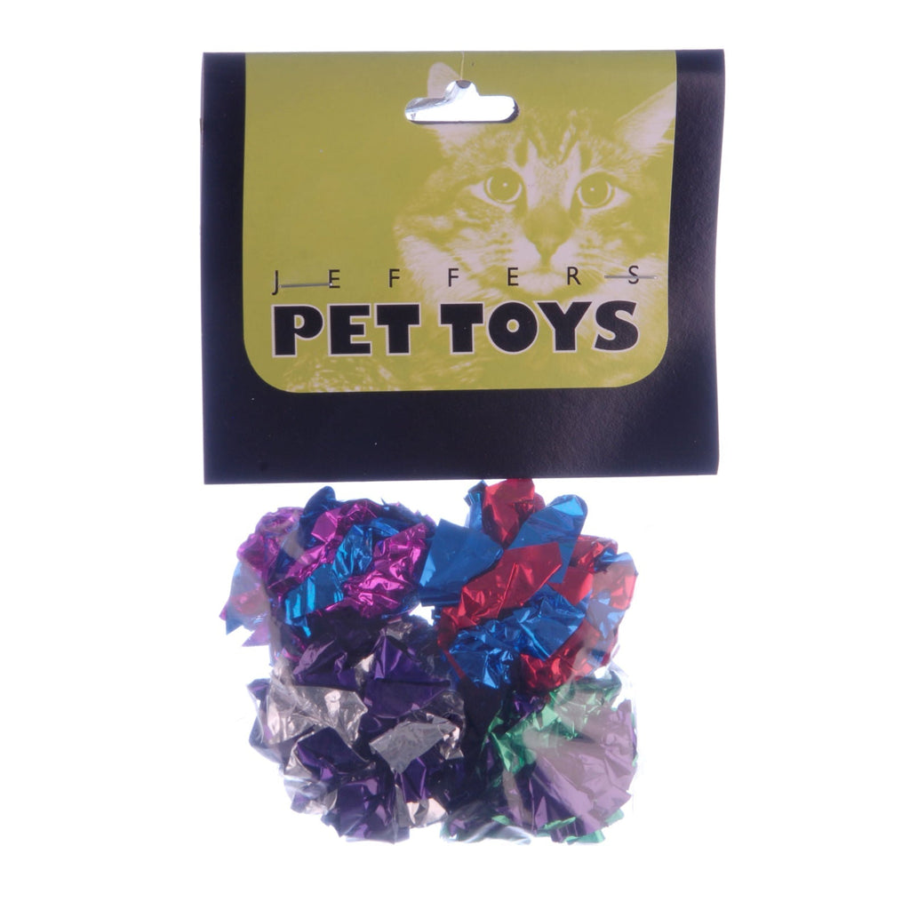 Jeffers Mylar Crackle Ball Cat Toys, 4 Pack