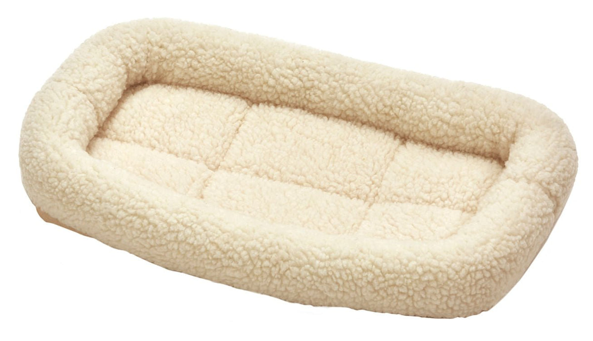Cream Pet Lodge plush fleece pet bed with bolster
