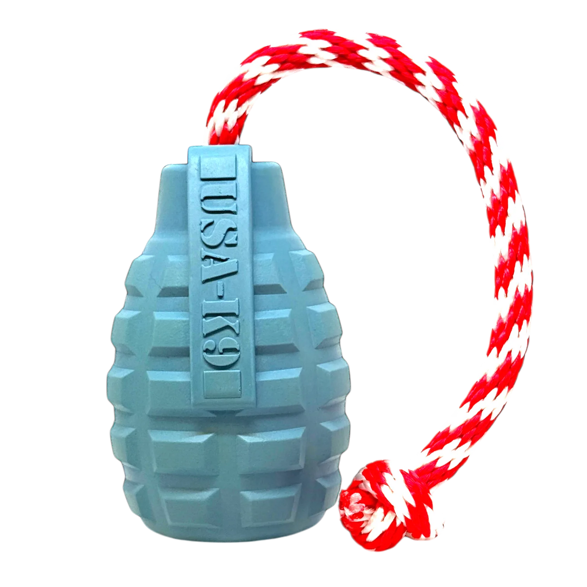 Steel blue USA-K9 grenade rubber dog toy