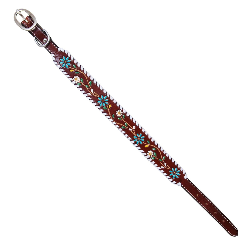 Rafter T Floral Vine Leather Dog Collar