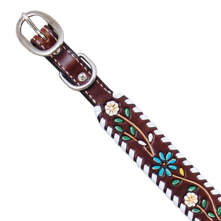 Rafter T Floral Vine Leather Dog Collar