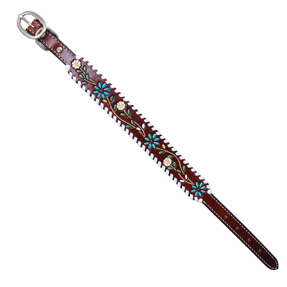 Rafter T Floral Vine Leather Dog Collar