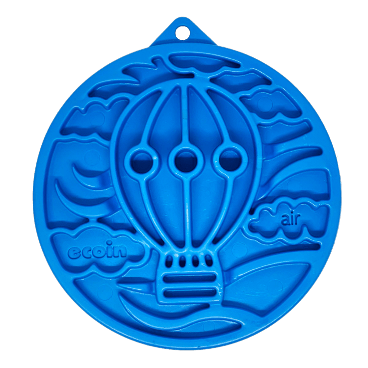 Blue SodaPup Air eCoin nylon lick disc with balloon motif