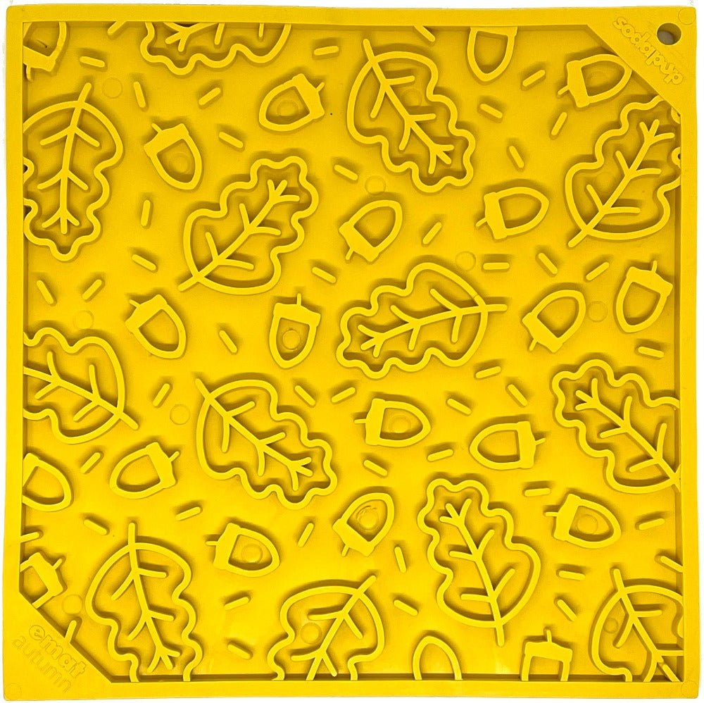 SodaPup Autumn eMat lick mat with fall leaves pattern