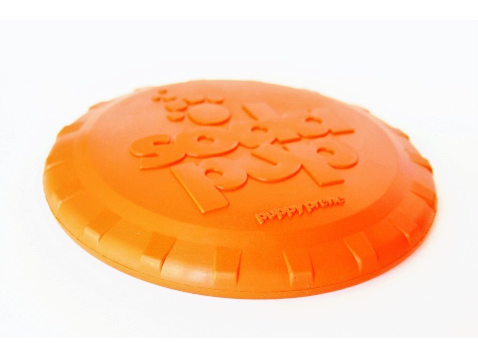 SodaPup Bottle Top Flyer Rubber Flying Disc, Orange - FurrowpetstoreToysSodaPup/True Dogs, LLC