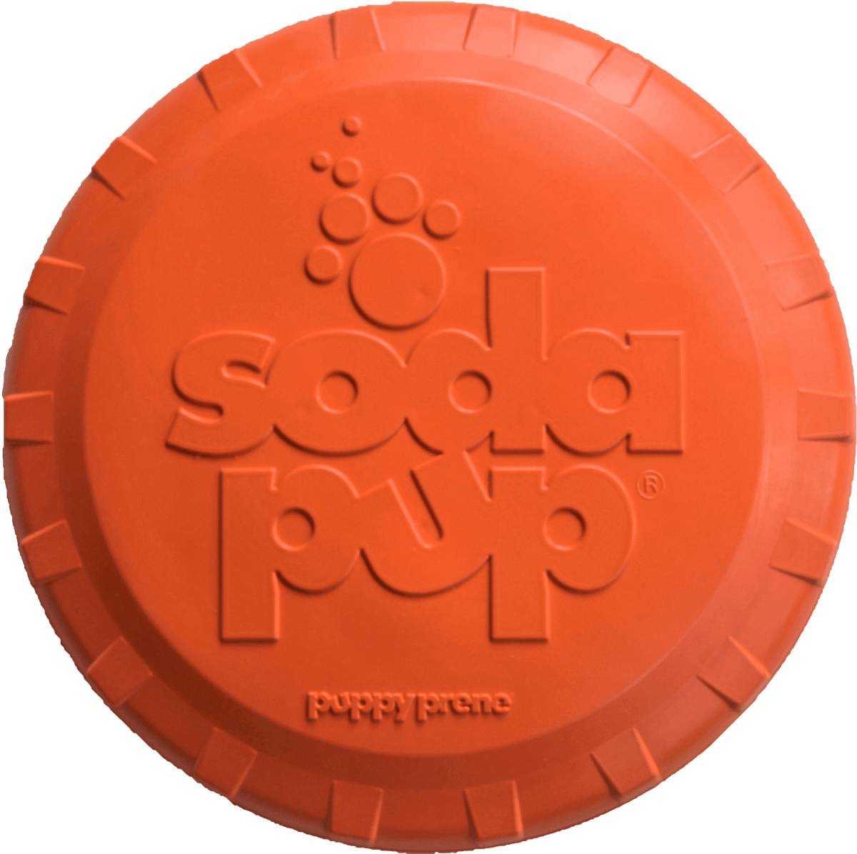 Orange bottle cap shaped rubber flying disc for dogs