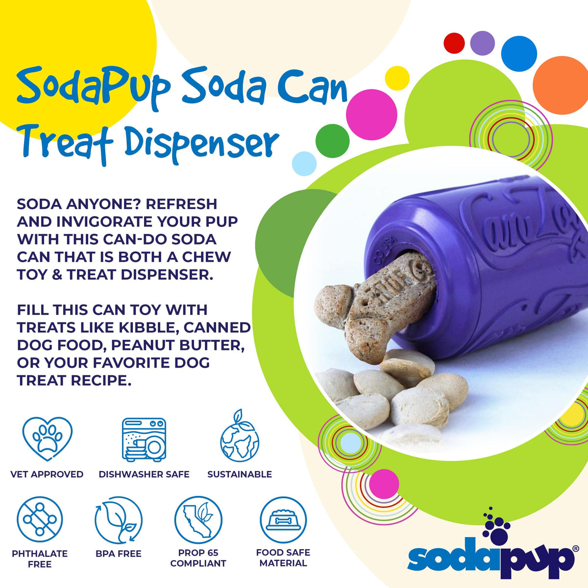 SodaPup Can Toy Rubber Chew Toy and Treat Dispenser - FurrowpetstoreBowls, Feeding & EnrichmentSodaPup/True Dogs, LLC