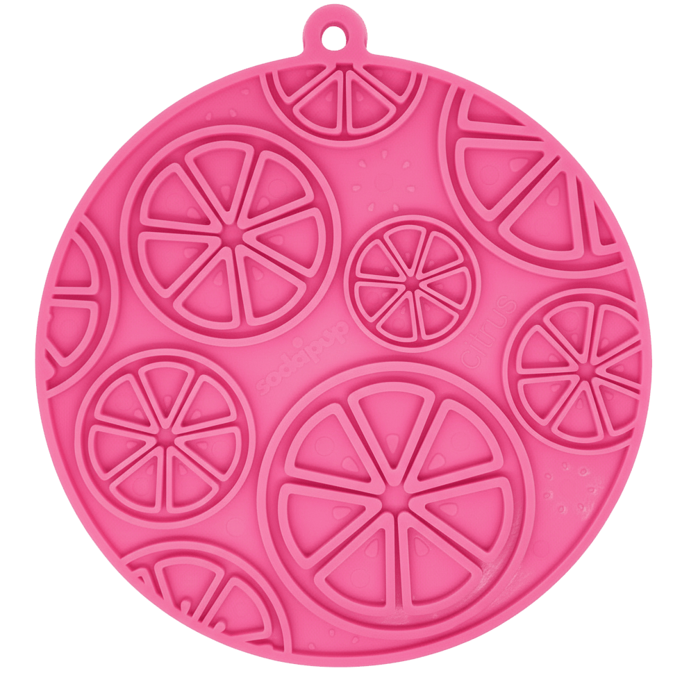 SodaPup Citrus eMat lick mat with citrus slice design