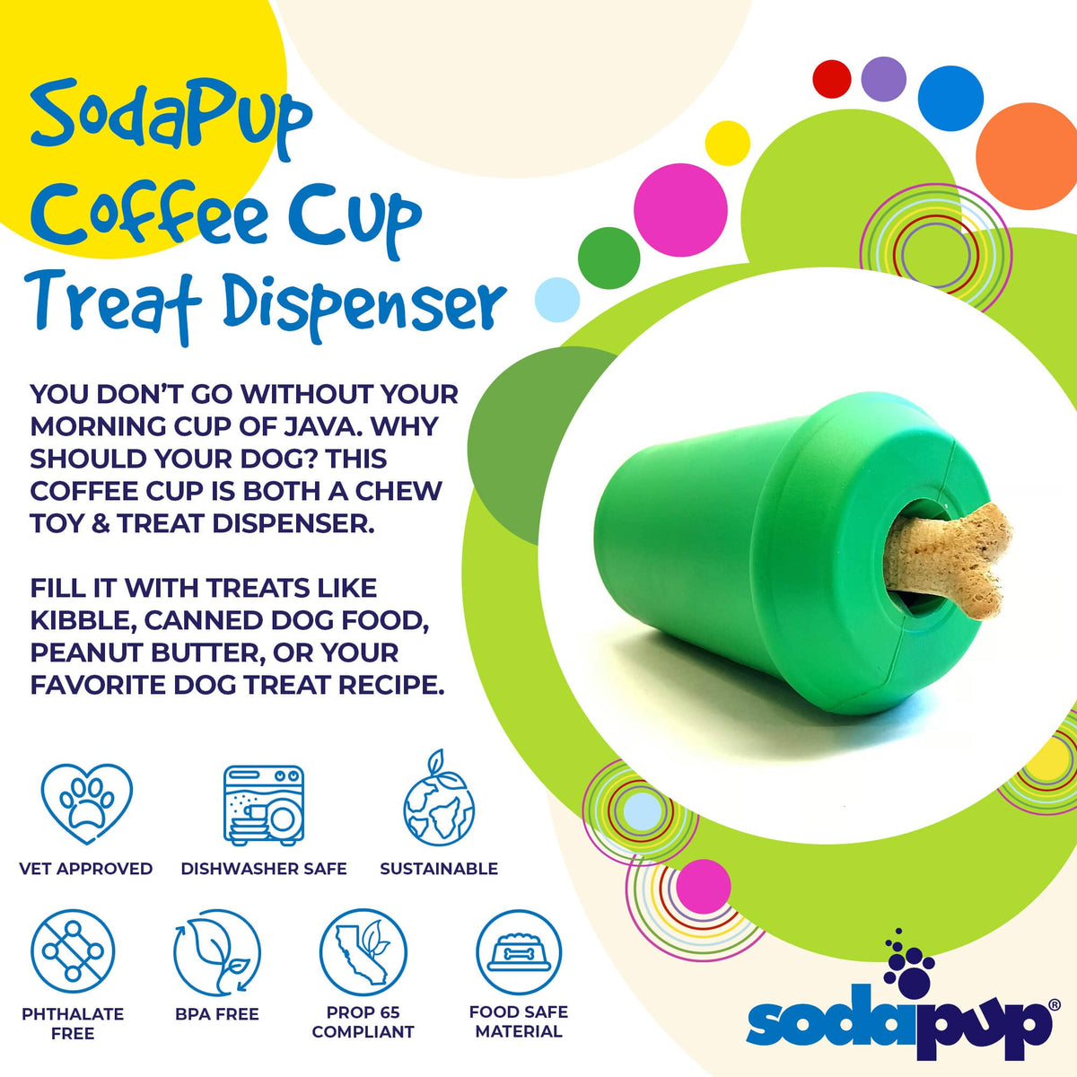 SodaPup Coffee Cup Treat Dispenser Toy - FurrowpetstoreBowls, Feeding & EnrichmentSodaPup/True Dogs, LLC