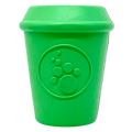 Green SodaPup coffee cup shaped rubber treat dispenser toy