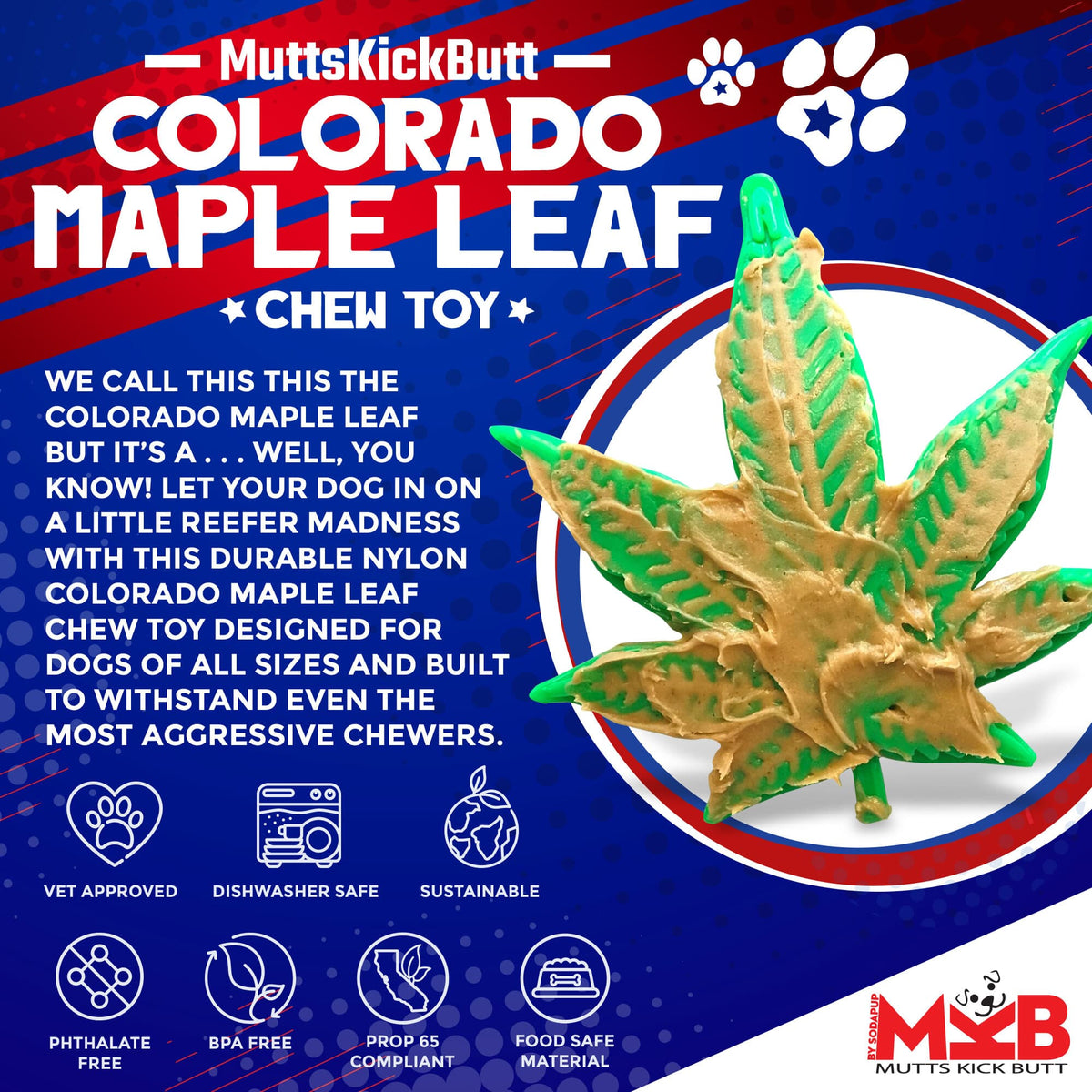 SodaPup Colorado Maple Leaf Nylon Chew Toy - FurrowpetstoreToysSodaPup/True Dogs, LLC